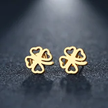 DOTIFI, серьги-гвоздики из нержавеющей стали для женщин и мужчин, полые клевера золотистого и серебристого цвета, ювелирные изделия для влюбленных на помолвку, Прямая поставка