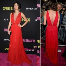 Селена Гомес Хороший Бисера Pattern Красный Ковер Роскошный Элегантный И Sexy Шифон Линии Платья Знаменитостей