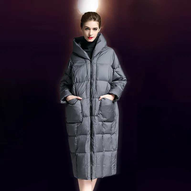 Poches gray Garder Printemps 2019 Douille Ob079 Au Capuchon Chaud Down Veste Long Black red Nouveau Femmes eam Col Mode Marée Vintage Pleine À Zipper De 7gd88fq