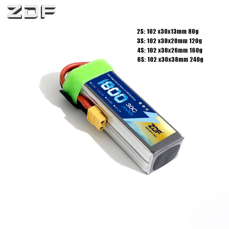 Батарея ZDF RC Lipo 2S 3S 4S 6S 7 4 V 11 1 v 14 8 22 2 1800mAh 30C 60C akku-батарея для радиоуправляемой