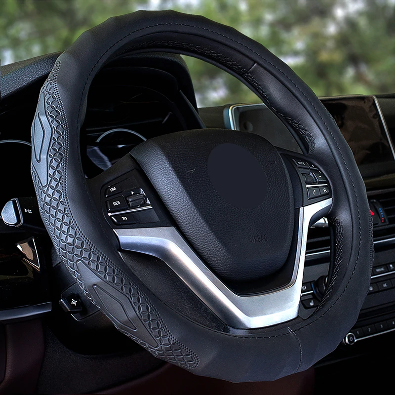 Universal Leather Steering Wheel Cover For Most Car M Size 37cm 38cm Four Seasons Use Anti-Slip Car Accessories Universal Leather Steering Wheel Cover For Most Car M Size 37cm 38cm Four Seasons Use Anti-Slip Car Accessories