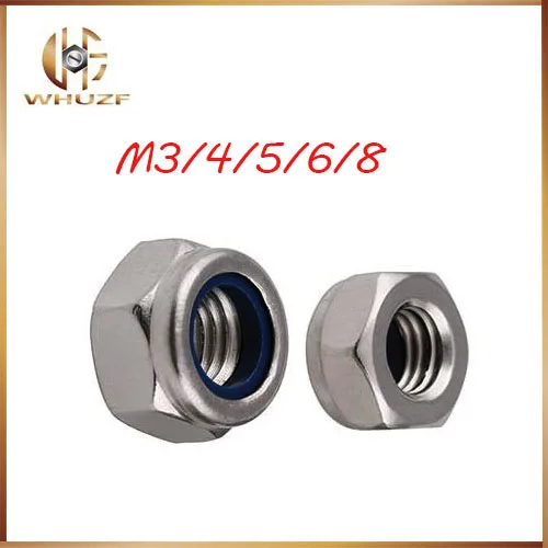 10pcs M2 M20 M3/M4/M5/M6/M8 304 stainless steel nylon locknuts/self