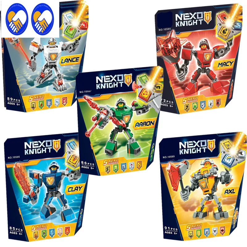 

A Toy A Dream BELA10585 10586 Nexus Knights Building Blocks set Macy Aaron AXL Lance Clay Battle Suit Kids bricks toys lepin