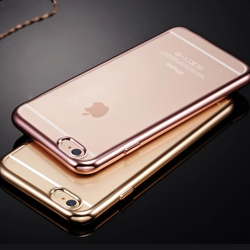imágenes para Para el iphone 8 7 6 6 S Más 5 5S SE Funda Cromo Acabado dorado Oro Rosa Claro Transparente de Silicona Suave TPU Caso imágenes para Para el iphone 8 7 6 6 S Más 5 5S SE Funda Cromo Acabado dorado Oro Rosa Claro Transparente de Silicona Suave TPU Caso