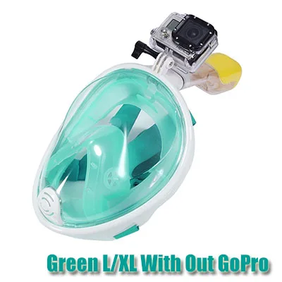 Новая маска для подводного плавания для GoPro, маска для подводного плавания, анти-туман, маска для подводного плавания с противоскользящим кольцом, трубка - Цвет: Green L XL