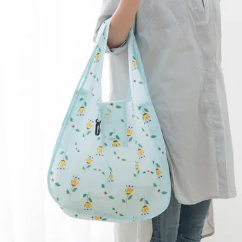 

Women Large Capacity Shopping Bag Ladies Foldable Printing Eco Grocery Pouch Reusable Cotton Totes Girl's Books Bag Handbag 2019
