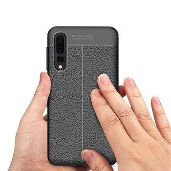 

50pcs Litchi Pattern Shockproof Armor Case For Huawei P30 P20 Pro Lite Nova 4E 3E Hybrid Soft Silicone Protection Back Cover