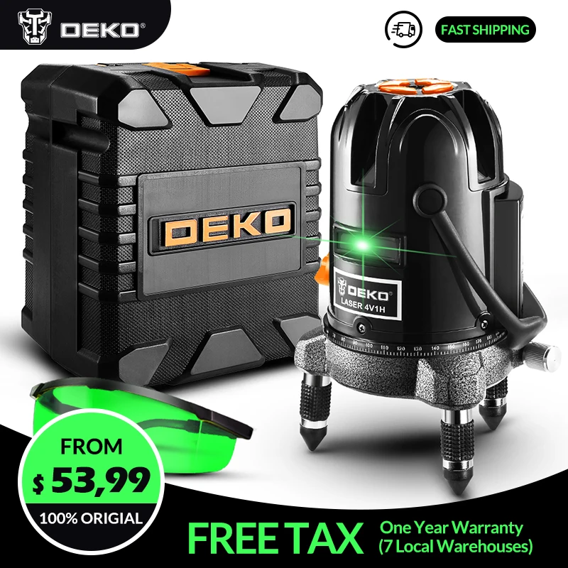 

DEKO LL58GA Laser Level High Precision Strong Light Nivel a Laser 360 Graus 3D Outdoor level And BMC Box 5 Lines 6 Points Green