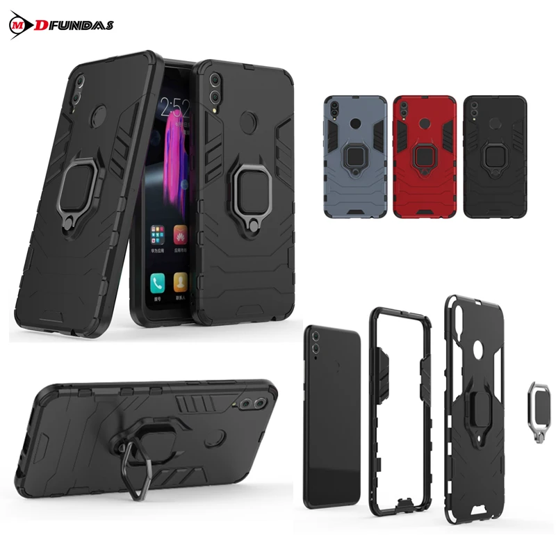 Coque Case On Honor 8X Cases For Huawei Cover Back Hard Plastic Silicone Kickstand Ring Armor Shockproof Original Black | Мобильные