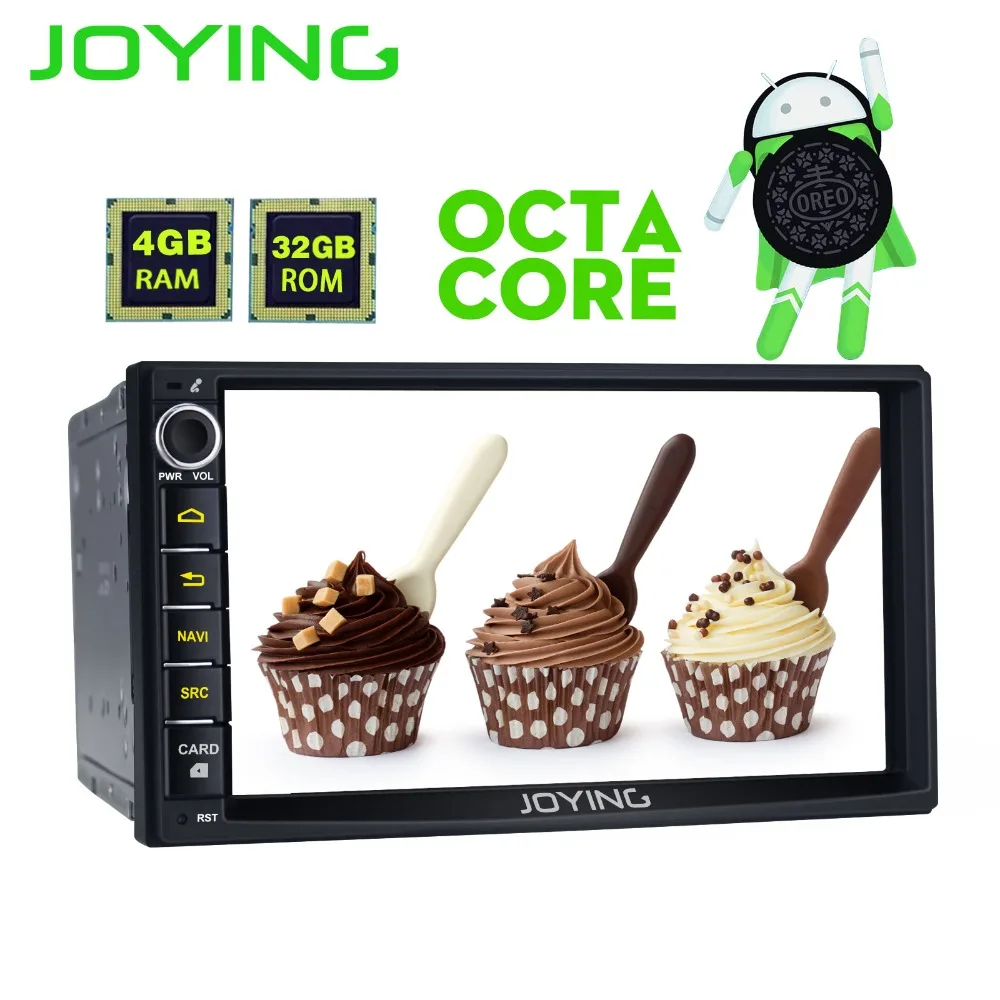 Joying 2 Din Head Unit 4GB RAM Android 8.0 Universal Car Radio Stereo GPS Multimedia Player Tape Recorder Support OBD2 Carplay 