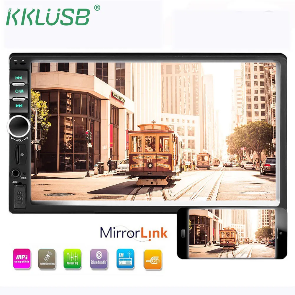 

autoradio 2 din 7"LCD Touch screen car stereo car mp5 player bluetooth rear view camera araba teypleri estereo para auto 7018B