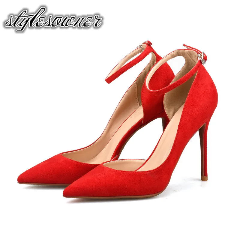 

Stylesowner Fashion Brand Open Side Woman Pumps Wedding Party Shoes Pointed Toe Flock Casual Shoes High Thin Heels Pumps Female