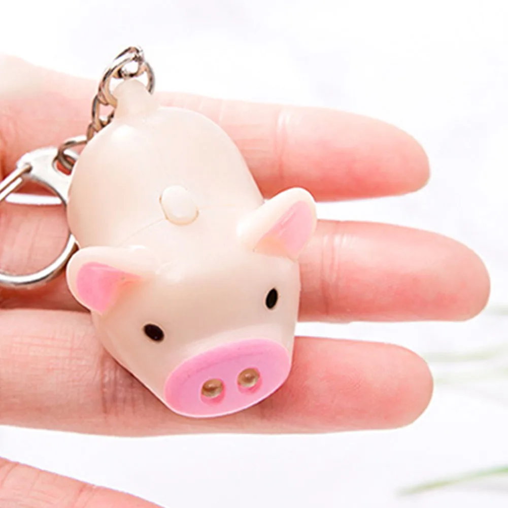 

Hanging Durable Lightweight Portable Cartoon Piggy Pendant Gift Key Ring Cute LED Light Keychain Sound Luminous Decorative
