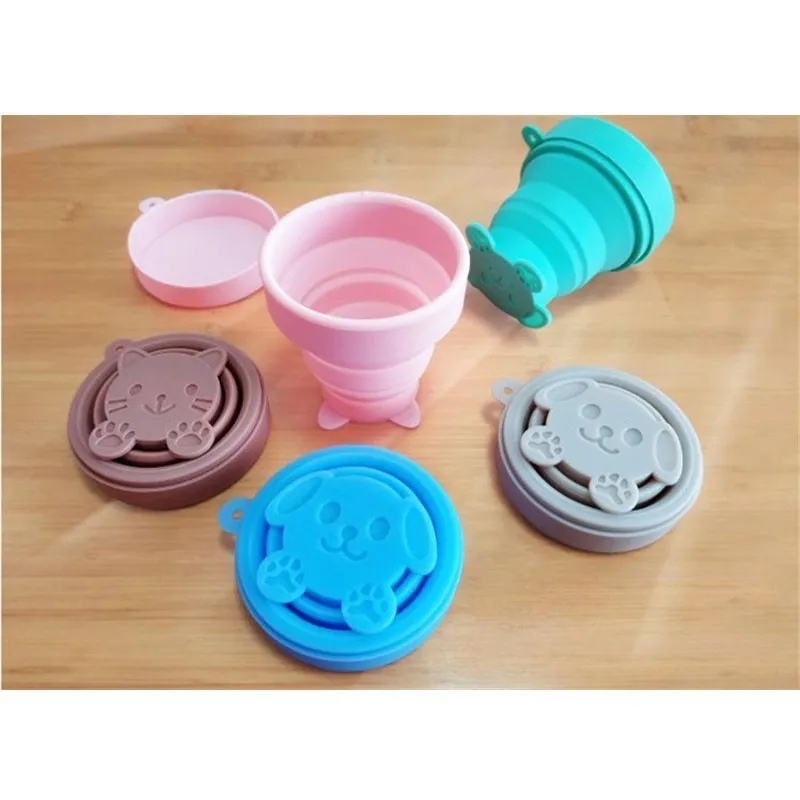 

Cartoon Silicone Folding Cup Portable Retractable Outdoor Compression Travel Wash Cup Mug 170ml Adorable Pet