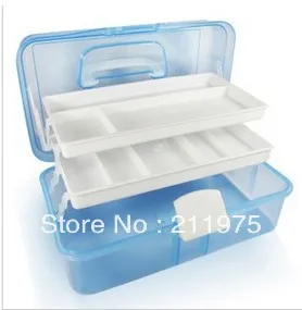 Средний размер коробок два слоя дизайн ногтей ящик для инструмента полупрозрачные Toolbox косметичка/хранения большая коробка