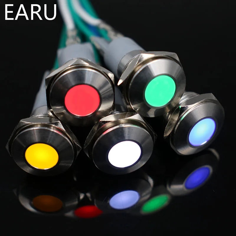 Waterproof Metal Indicator Lamp Small Power Working Indicator Light with Wire
