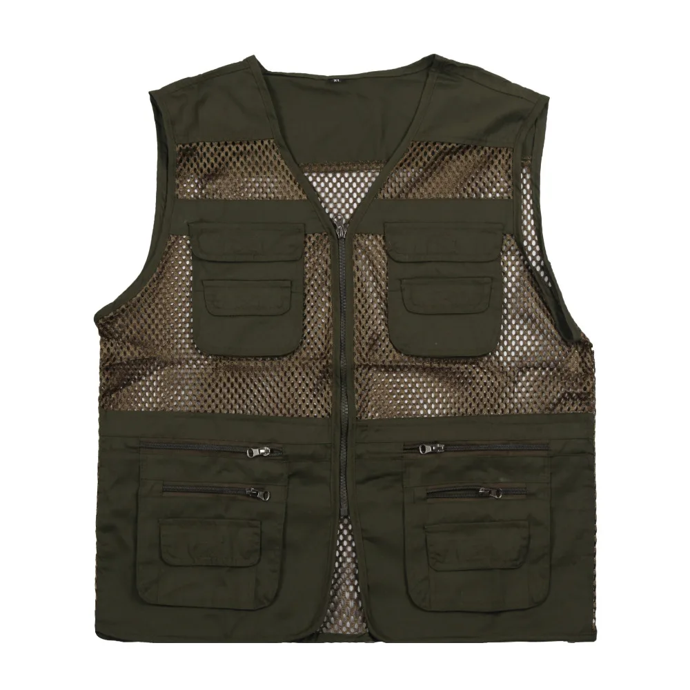 

Fishing Vest Summer Outdoor Men Hiking Hunting Multi-pocket Armygreen Waistcoat Professional Photography Jackets Plu Size
