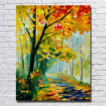 

Free Shipping Modern Abstract Wall Painting Tree Road Landscape Home Decorative Art Hand Painted Oil Painting Not Framed