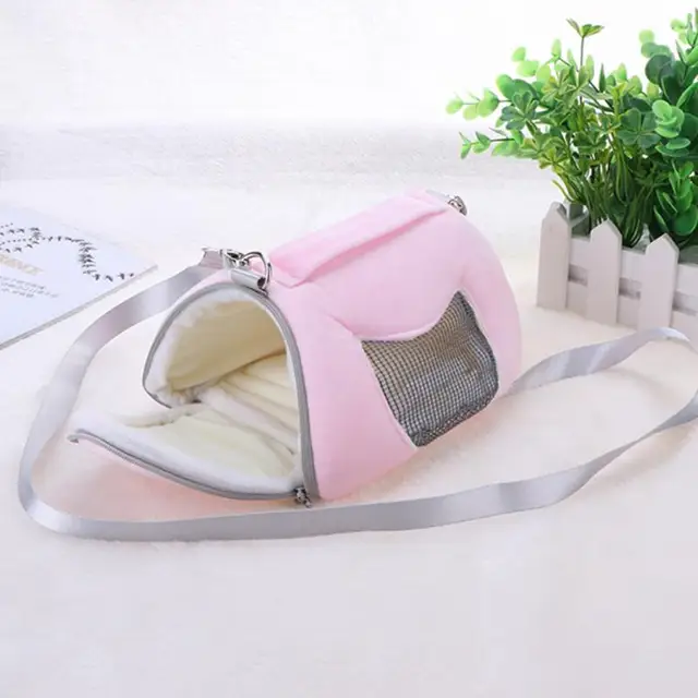 Outdoor Portable Small Pet Carrier Nest Bag Breathable Fleece Mesh Small Breed Hamster Rabbit Carrier Case Shoulder Bag