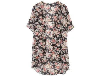 

Batwing Sleeve Chiffon Blouse Women Casual Floral Print Loose Kimono Shirts Big Size Beach Tunic Tops Peplum Blusas Robe