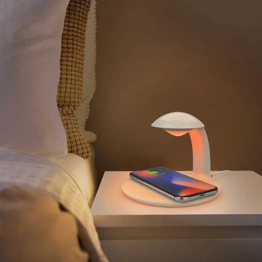  Cute Wireless Charger Lamp Led Night Light Desktop Fast Wireless Charging Nightlight Pad For iPhone - 1000008614856