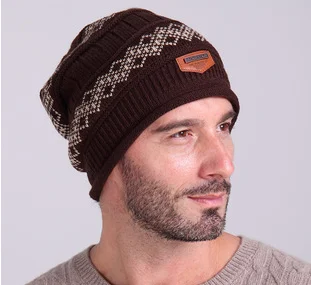 

2015New winter knit cap plus fluff lines labeling cap sleeve head cap tide models men and women warm hat