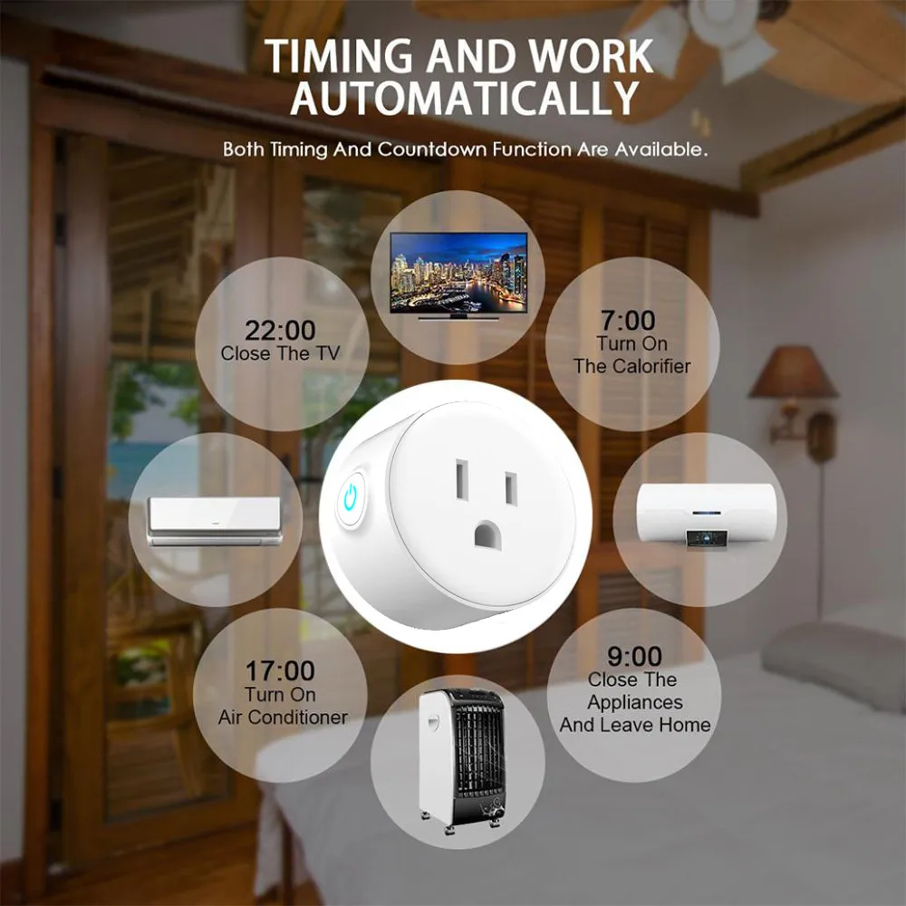 [] Tonbux US Smart Plug, WiFi Пульт дистанционного управления с Alexa, синхронизация включения/выключения питания, Samrt Google Home электрическая мини-розетка