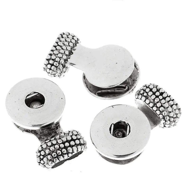 2 Sets Antique Silver Tone Metal Tips Snap End Caps 31x19mm 17x7mm Fit 18mm Snap Press Buttons
