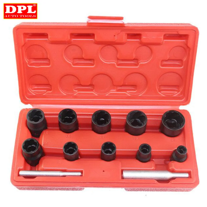 12pcs Twist Socket Set 3/8" & 1/2" Dr. Damaged Lock Lug Nut Removal