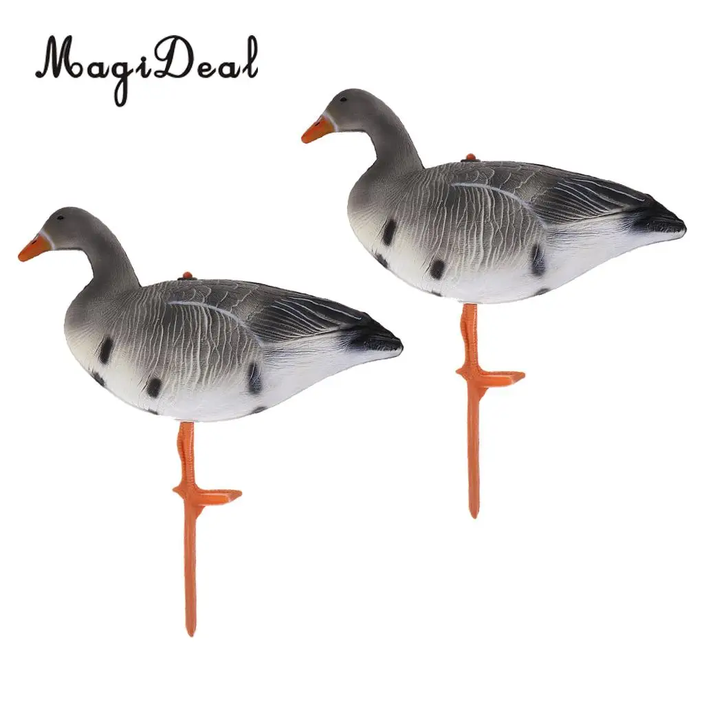 MagiDeal 2 Pieces Portable Lifelike Full Body Resting Goose Hunting Decoys Lawn Garden Yard Decors Hunter Greenhand Gears 