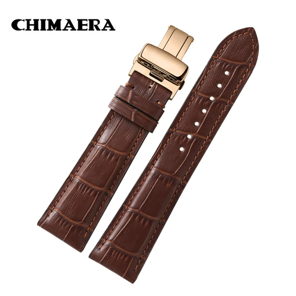 Ремешок CHIMAERA из прочной натуральной кожи для часов Casio браслет розового золота с