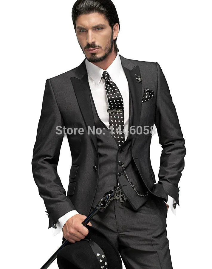 Ulnomio Men's Double Breasted Tuxedo Suit - 2 Piece Shawl Lapel Groom Suit Set
