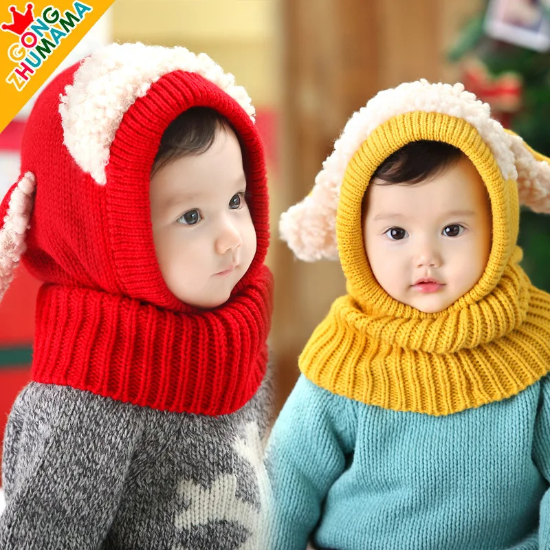 Super Mignon Moutons Enfants Chapeau D Hiver Tricote Bebe D Hiver Chapeau Cou Couverture Warmer Garcons Filles Crochet Chapeau Bonnets Aliexpress
