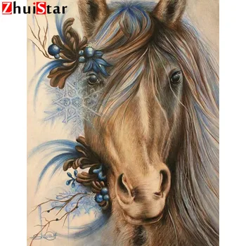 

Full Square Drill 5D DIY Diamond Painting "Animal Horse" 3D Embroidery Cross Stitch Mosaic Home Decoration