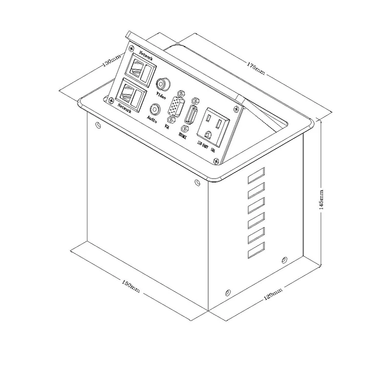 JOHO 15A настольная розетка всплывающая розетка US Socket, 2 Datas, VGA, HDMI, аудио-L и аудио-R вставляет настольную розетку питания