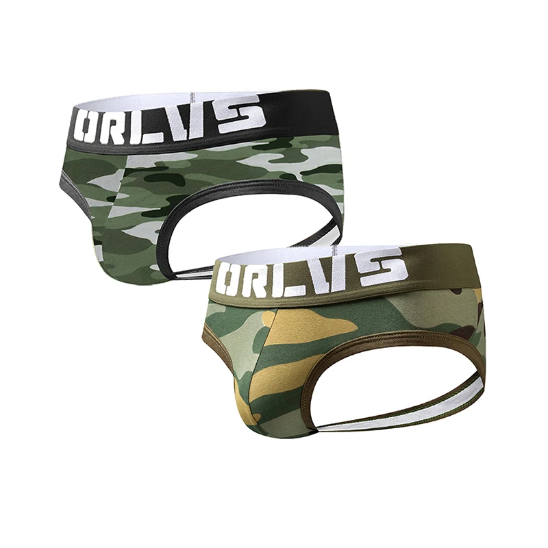 ORLVS 2019 бандаж для парня 2 шт./лот нижнее белье сетки мужские трусики стринги Для мужчин строка Камуфляж Сексуальная Джок ремень Для мужчин