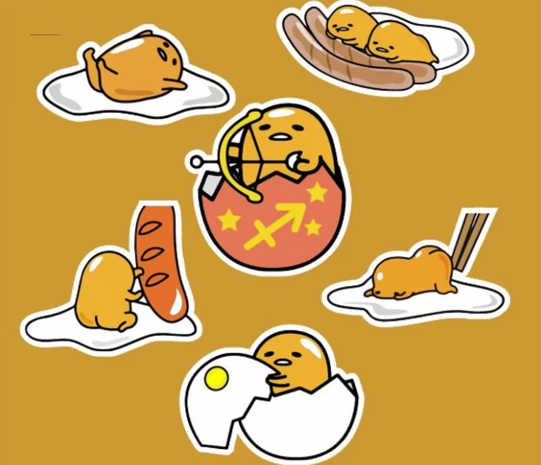 12 шт./компл. Забавный Новинка Gudetama Lazy Egg со смешными героями из мультфильмов Стикеры для автомобиля ноутбука велосипеда Чемодан Водонепроницаемый наклейка Стикеры s