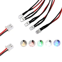 10 шт 3 V 5 V 6 9 12 V 24 V 36 V 48 V 110 V 220 V ясно, 5 мм светодиодный с 20 см провода и XH2.54, свет = белый красные, синие зеленый, желтый