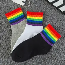5 пар радужные носки для девочек васи лента Лодыжка Низкий вырез Полосатое Повседневное платье забавные женские носки