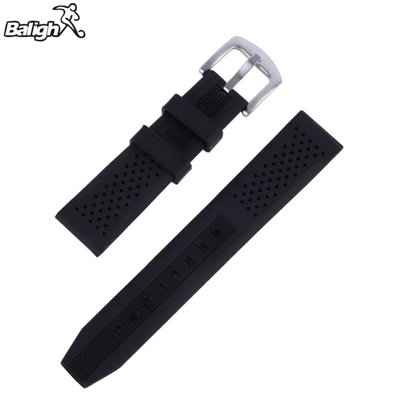 

Men Casual Watch Band Soft Silicone Rubber Waterproof Wrist Watch Band Strap 18-24mm Black