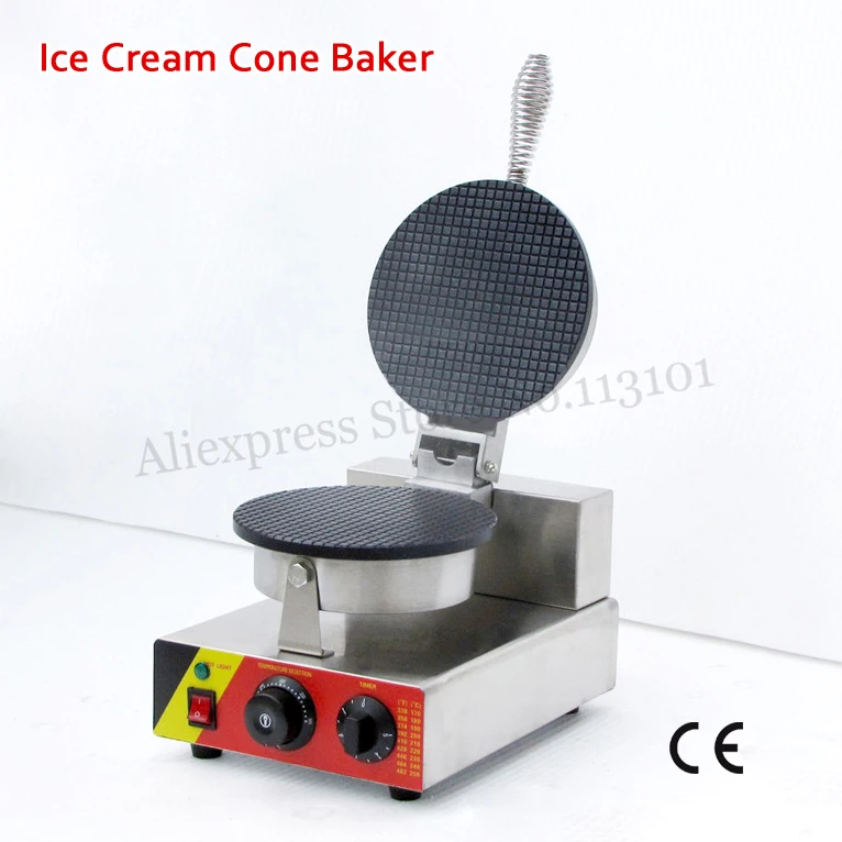 

Nonstick Ice Cream Cone Machine Commercial Crispy Waffle Maker Stainless Steel 1000W 220V 110V with Timer