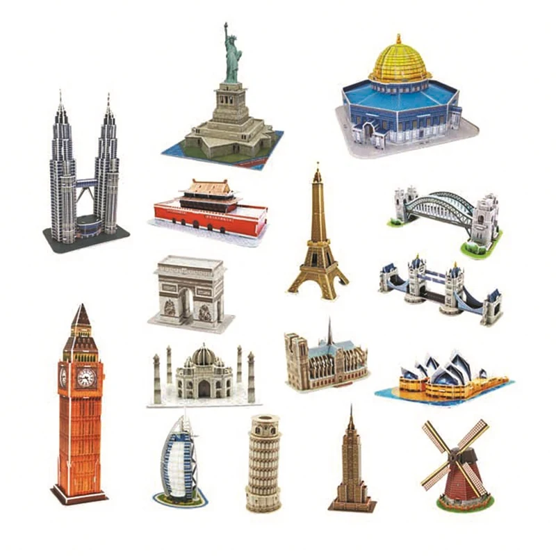 DIY 3d Puzzle Paper Dimensional Model Assembled Brain Teaser Learning Educational Games Toys for Children Jigsaw Kids Toys