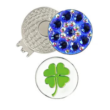 

PINMEI Crystal Golf Ball Mark Magnetic Hat Clip Sets 1pcs Bling Golf Marker 1pc Clover Marker &1pc Cap Clip Sets for Lady Golfer