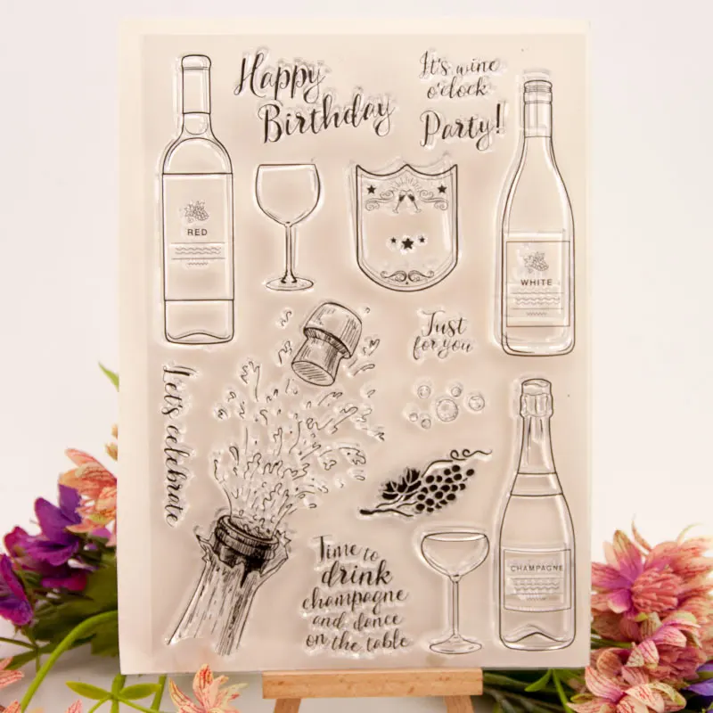 

New Wine Bottle Letters Rubber Clear Stamps Silicone Seals for DIY Scrapbooking Card Making Diary Book Paper Maker Decor Stencil