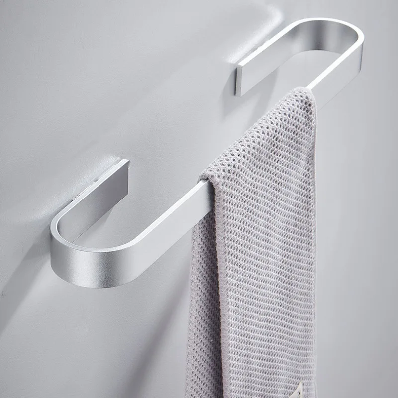 

U Shape Drill Free Self-Adhesive Wall Mounted Towel Bar Space Aluminum Towel Holder Ring For Bathroom Or Kitchen
