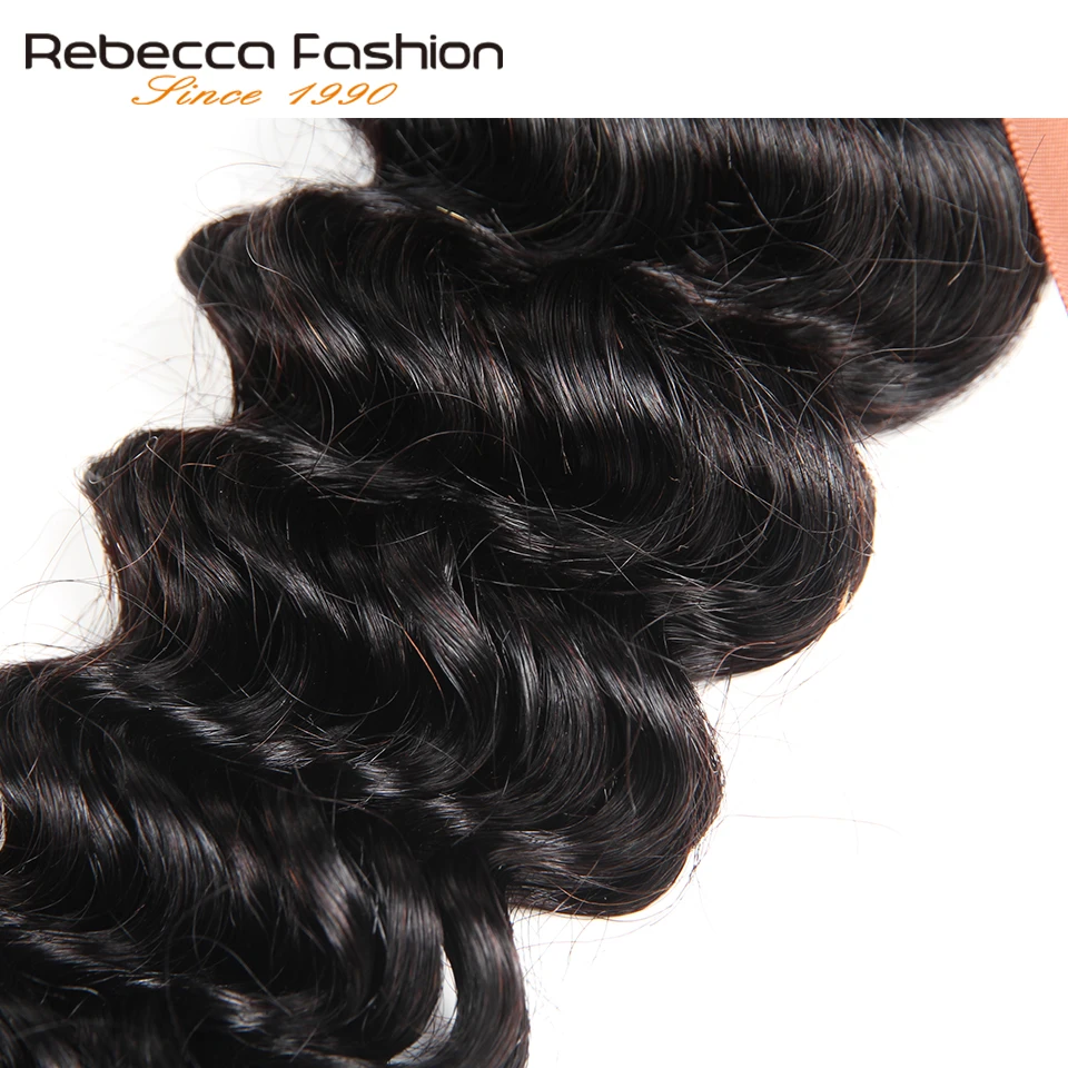 Rebecca перуанские свободные глубокие волнистые волосы 1 комплект предложения 10-26 дюймов Натуральные Черные Remy человеческие волосы для наращивания