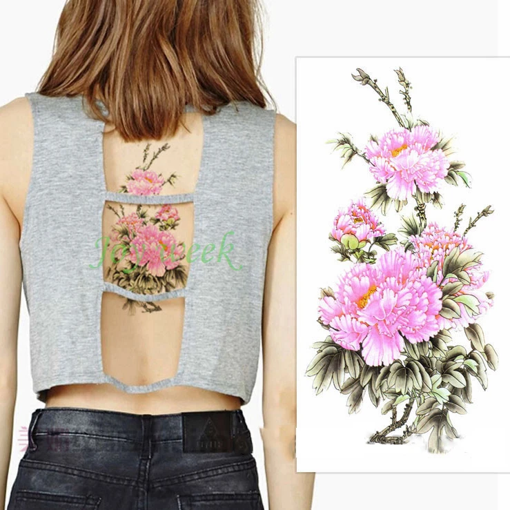 

Waterproof Temporary Tattoo Sticker Chinese peony flower women's body art tatto stickers flash tatoo fake tattoos for girl