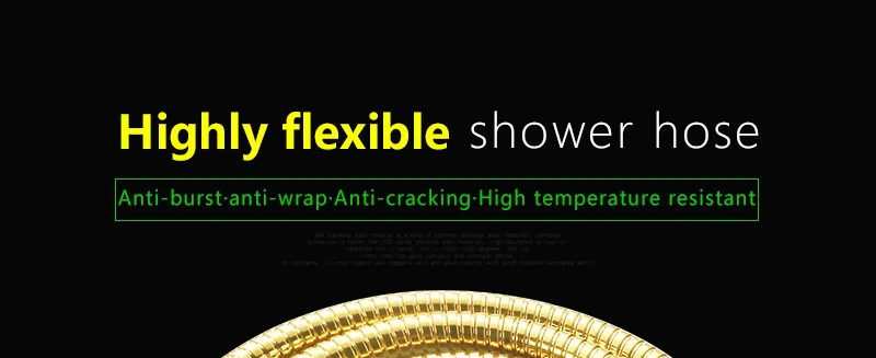 hm Shower Hose Brass Nut Double Lock Bathroom Replacement Anti-Explosion Stainless Steel 1.5M Gold Anti-Twist Plumbing Hose (1)