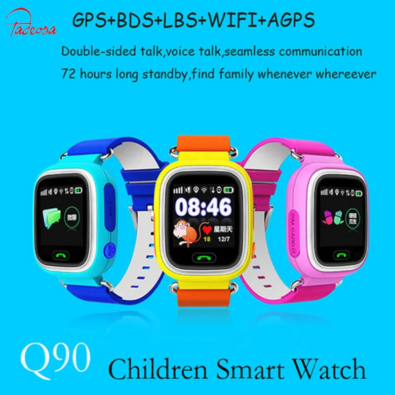 

Hot GPS Q90 Smartwatch Touch Screen WIFI Positioning Children Smart Wrist Watch Locator PK Q50 Q60 Q80 for Kid Safe Anti-Los