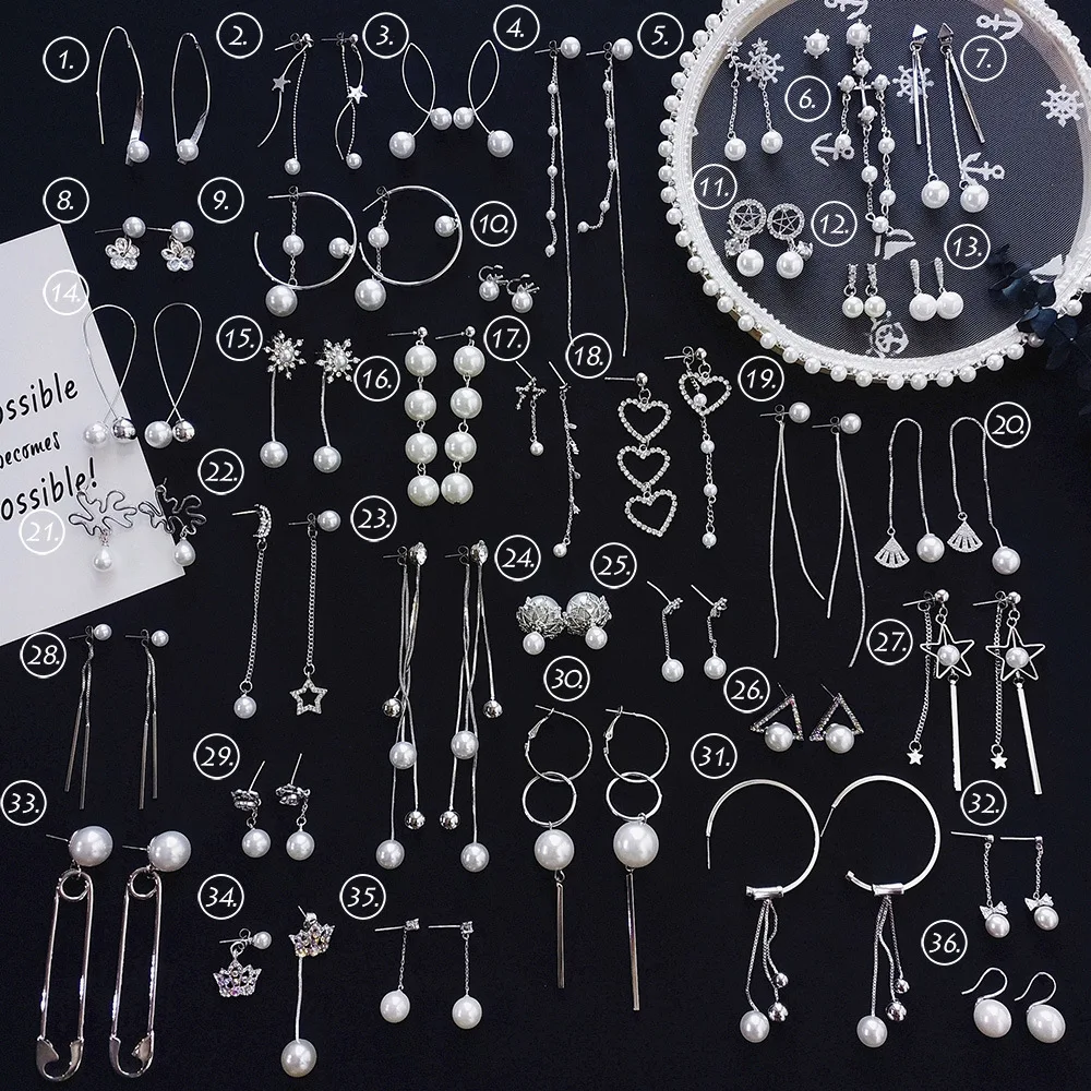 Fashion Korea Simulated Pearl Long Stud Earrings Extendy Earring Women Cute Sweet Tassel Ear Piercing | Украшения и аксессуары